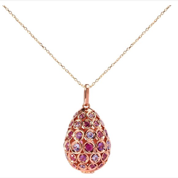 10K Rose Gold Plated Tanzanite, Garnet, and Amethyst Gemstone Necklace - Picture 4 of 8